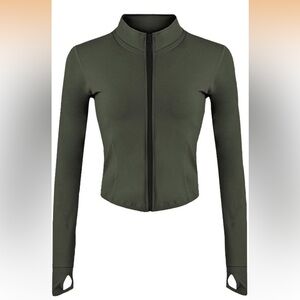 Womens Lightweight Full Zip Running Track Jacket Workout Slim Fit Yoga Sportwear